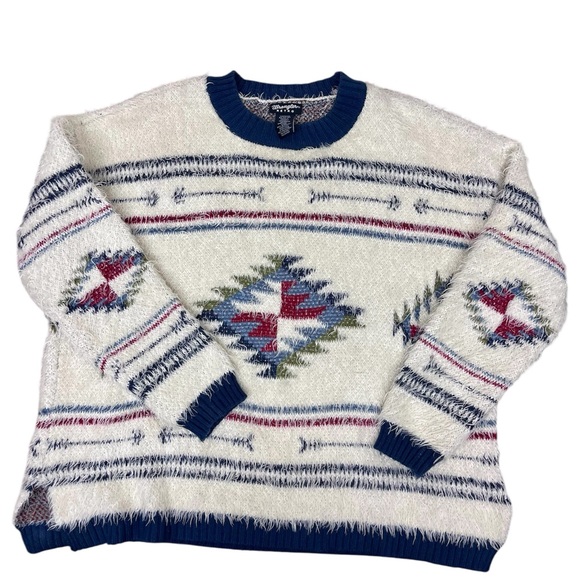 WRANGLER RETRO Aztec Fuzzy Oversized Sweater M - Picture 2 of 6